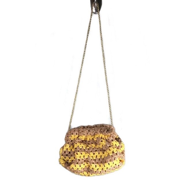 NWOT Loeffler Randall Willa Woven Raffia Ruched Yellow & Natural Clutch - Picture 3 of 13